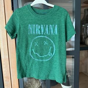 Nirvana band tee toddler baby boy girl short sleeve happy smiley face heather